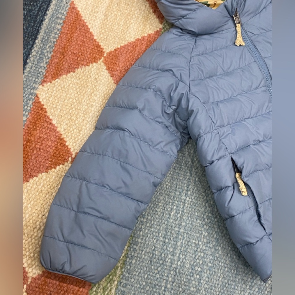 Patagonia Baby Reversible Down Sweater Hoody Puffer Jacket Coat 4T Blue Trees - Picture 5 of 6